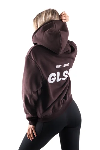 MIKINA S KAPUCÍ GLSR OVERSIZED DARK BROWN_4