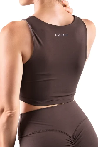CROP TOP IDENTITY DARK CHOCOLATE - Veľkosť: S