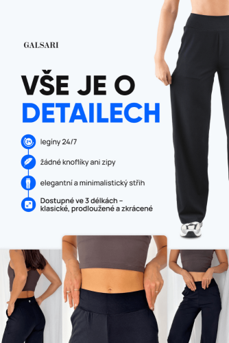 LEGÍNY COMFORT STRAIGHT BLACK (SKRÁTENÉ) - Veľkosť: XL