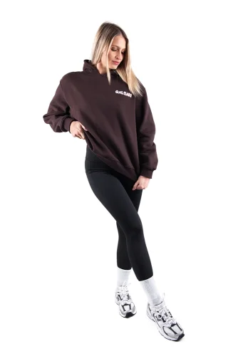 MIKINA S KAPUCŇOU GLSR OVERSIZED DARK BROWN