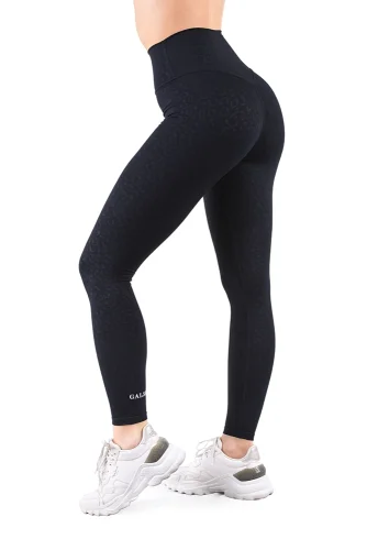 LEGÍNY LEOPARD BLACK - Velikost: M
