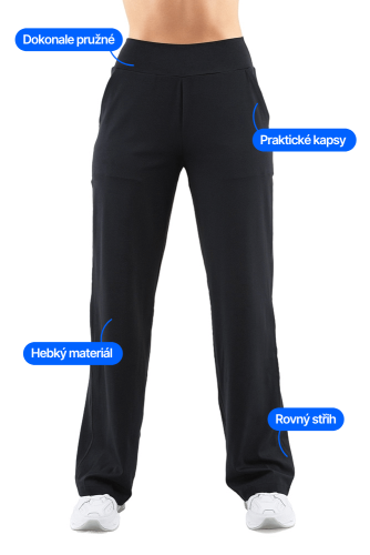 LEGÍNY COMFORT STRAIGHT BLACK (SKRÁTENÉ) - Veľkosť: XL