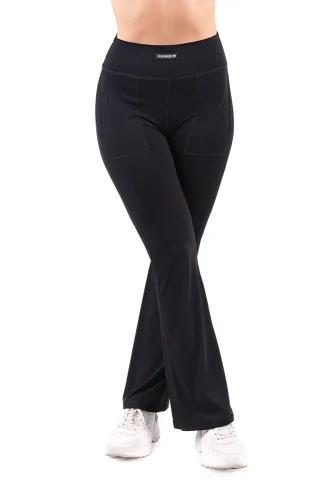 LEGÍNY FLARE BLACK (PRODLOUŽENÉ) - Veľkosť: XL