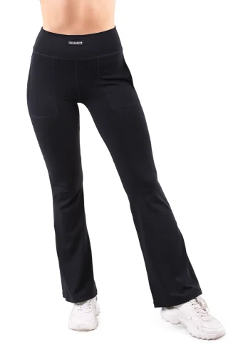 LEGÍNY FLARE BLACK (PRODLOUŽENÉ) - Veľkosť: XL