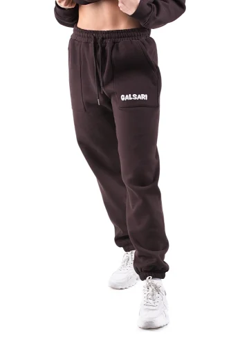 TEPLÁKY GLSR OVERSIZED DARK BROWN - Veľkosť: M