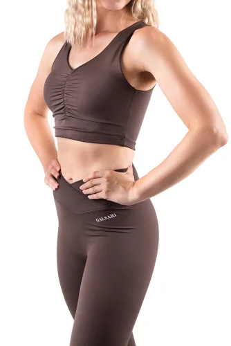 CROP TOP IDENTITY DARK CHOCOLATE - Veľkosť: S