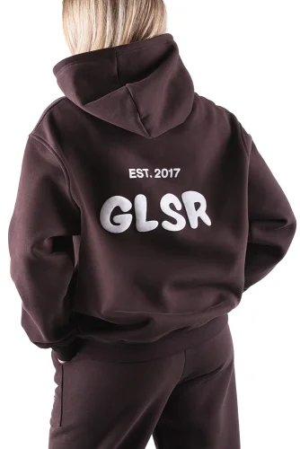 MIKINA S KAPUCŇOU GLSR OVERSIZED DARK BROWN